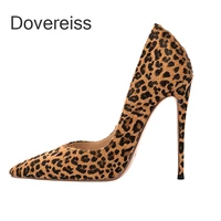 dovereiss 2022 fashion slip on leopard print pumps women shoes summer new elegant sexy office lady big size 41 42 43 44 45 46 47