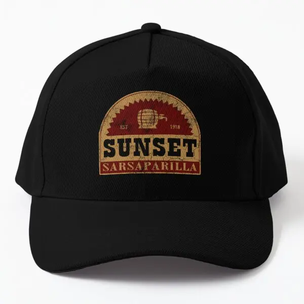 

Sunset Sarsaparilla Distressed Logo Baseball Cap Hat Mens Casual Sport Summer Hip Hop Solid Color Printed Black Casquette Boys