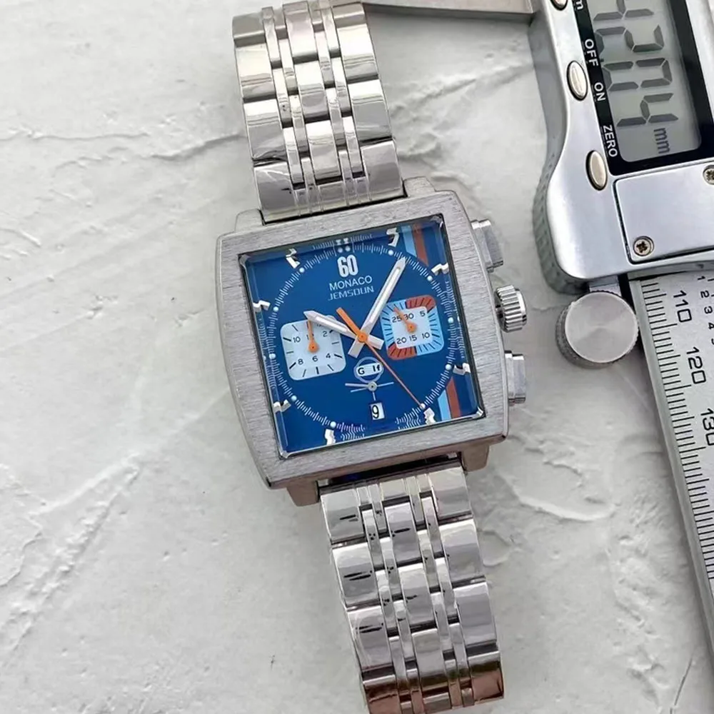 

Top AAA Original Brand Watches for Mens Classic Square Monaco Style Multifunction Watch Automatic Date Sports Chronograph Clocks