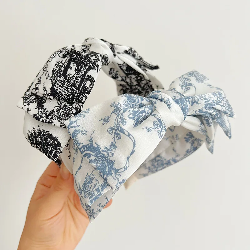 

Обруч для волос с принтом Женский, тканевый аксессуар для волос в Корейском стиле, с бантом, аксессуар на голову