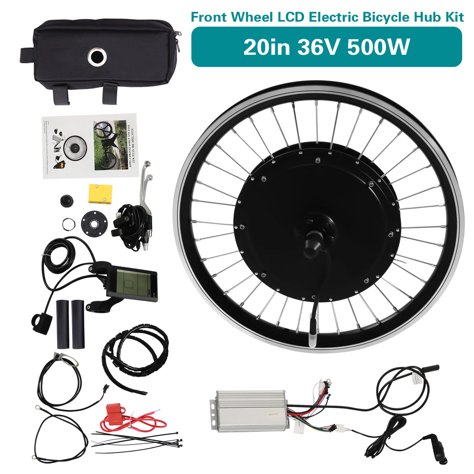 

Black 36V 500W 20" E-Bike Hub Motor Bafang Front Wheel Rear Kit