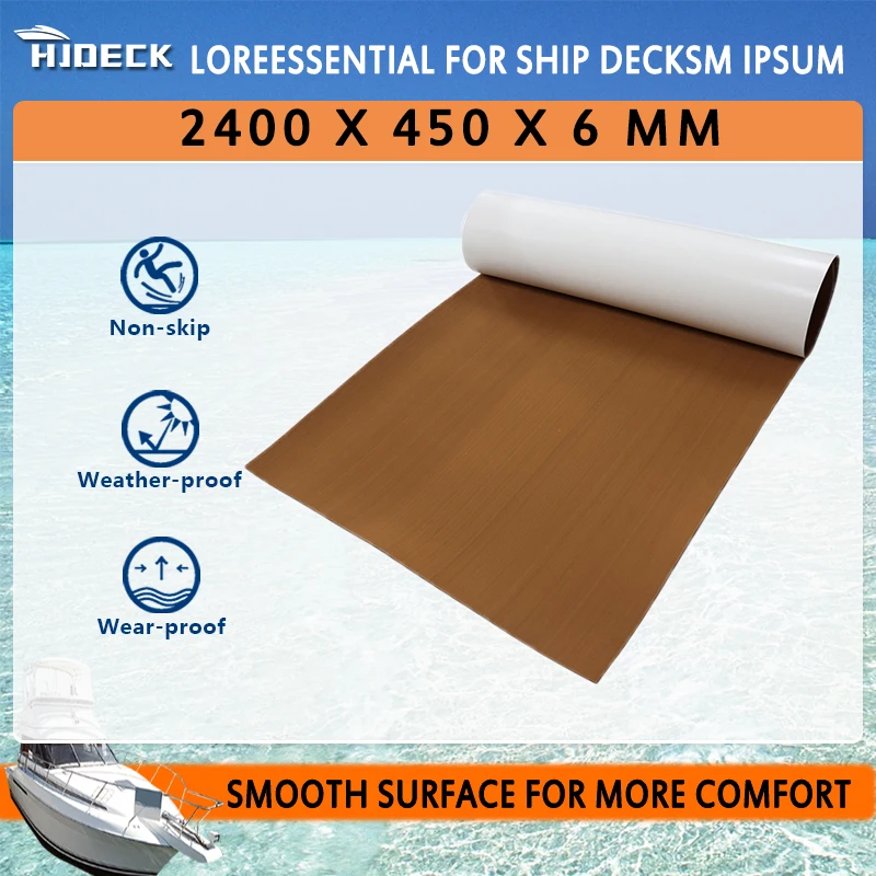 2400*450*6mm Eva Foam Boat Flooring Smooth Carpet Blanket Brown Deck Sheet Yacht Flooring Anti Skid Waterproof Damping Pads