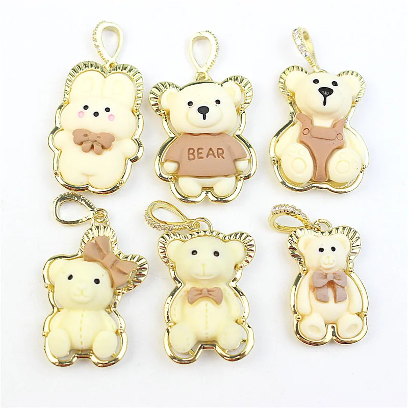 Красивые красочные аксессуары в форме медведя подвеска из полимерного материала