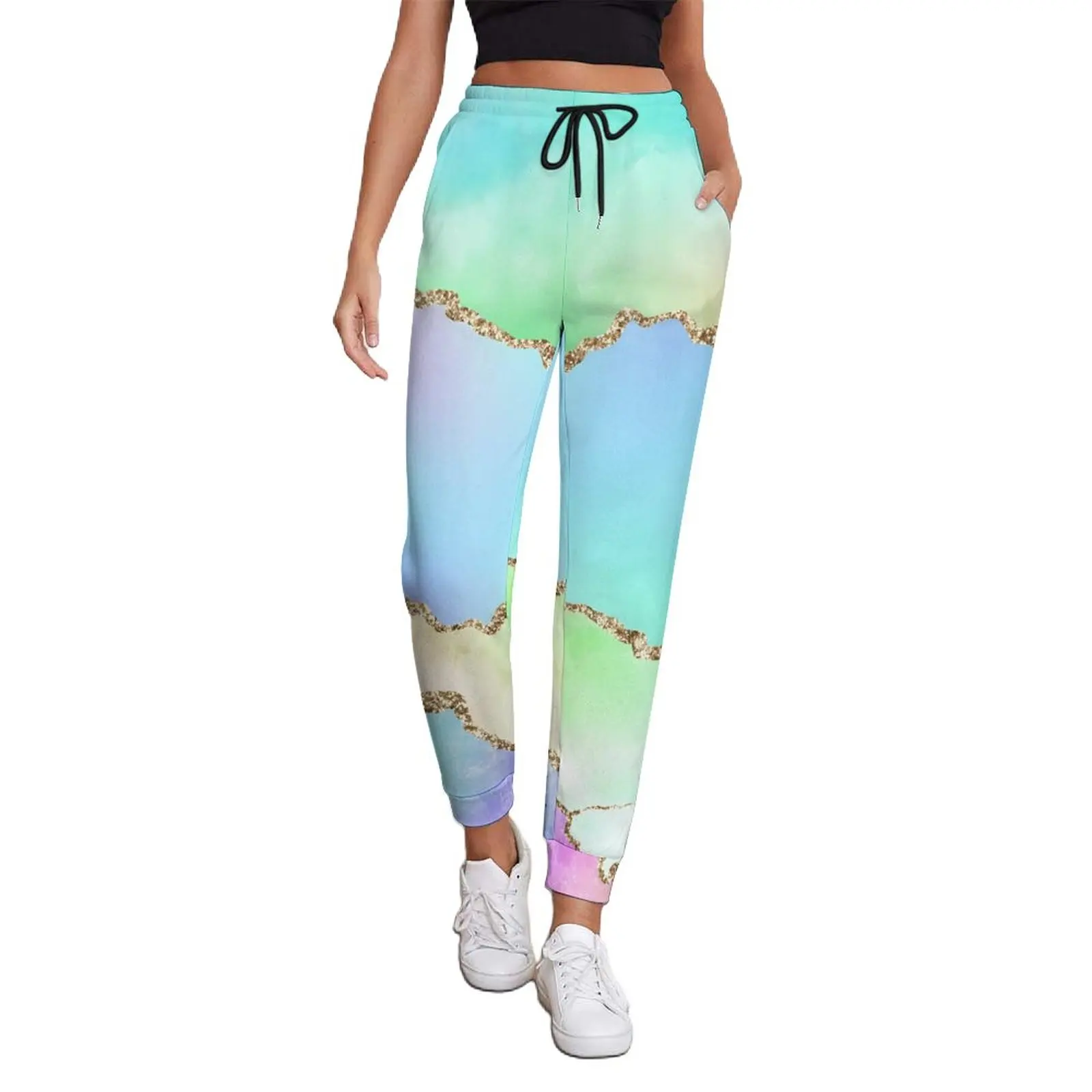 

Ombre Marble Jogger Pants Ladies Colorful Print Streetwear Sweatpants Spring Home Custom Trousers Big Size 3XL