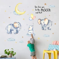 new cartoon elephant star moon balloon wall stickers kids room living room bedroom decorative painting home decoration poster