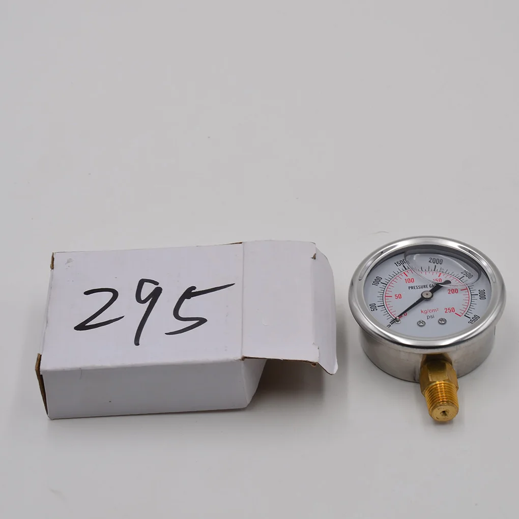 

Stainless Steel Hydraulic Liquid Filled Fuel Pressure Gauge 0-3500 PSI Brass 1 4 NPT Male 55mm Meter