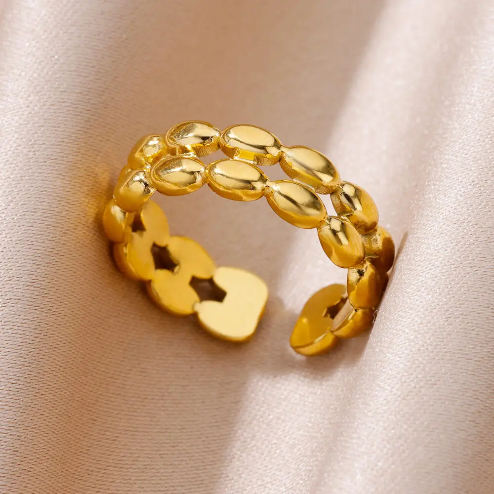 

Stainless Steel Rings for Women Gold Plated Adjustable Ring 2023 New Korean Fashion Wedding Jewelry Gift Free Shipping anillos
