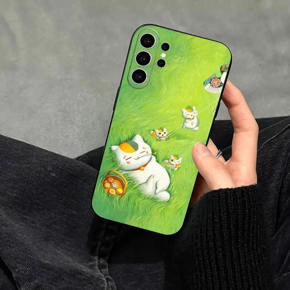 Фото Чехол для телефона Natsume Yuujinchou Nyanko для Samsung S25, S24, S21, S22, S23, S30, Ultra, S20, Plus, FE, Note, 10, 9, 5G, черный №4