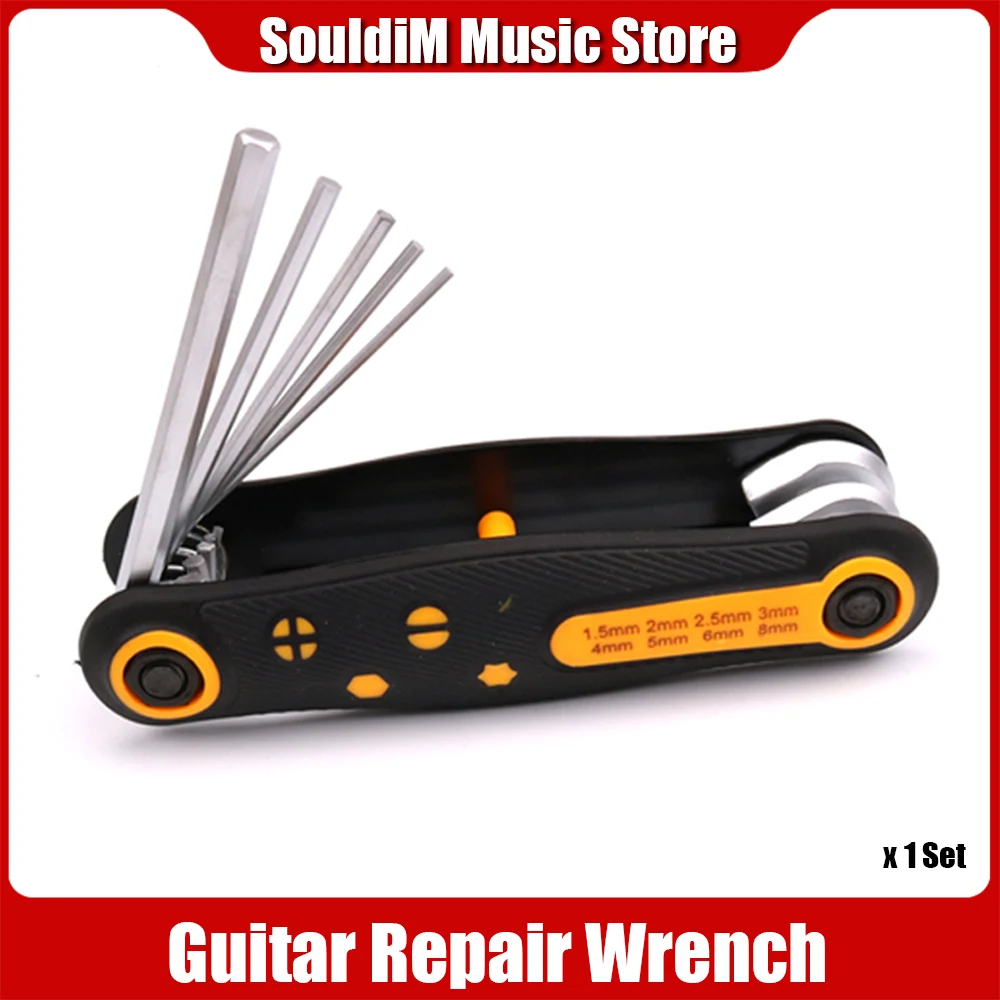 

Metal Guitar Bass Adjustment Hexagonal Wrenchs Set 8 Gauges Luthier Guitarist Repair Tool
