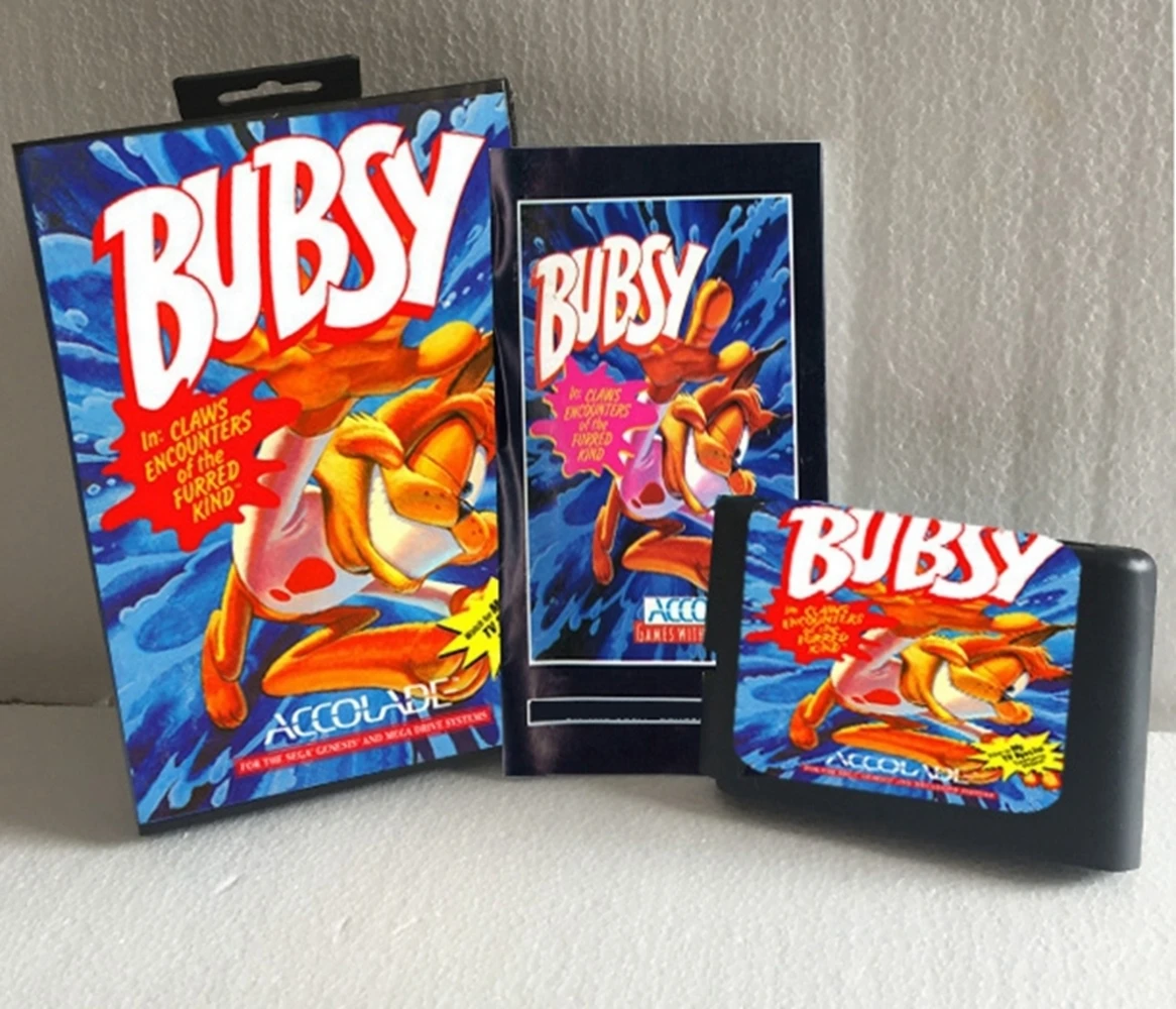 Bubsy с американской коробкой и ручной книгой 16-битная игровая карта MD для консолей