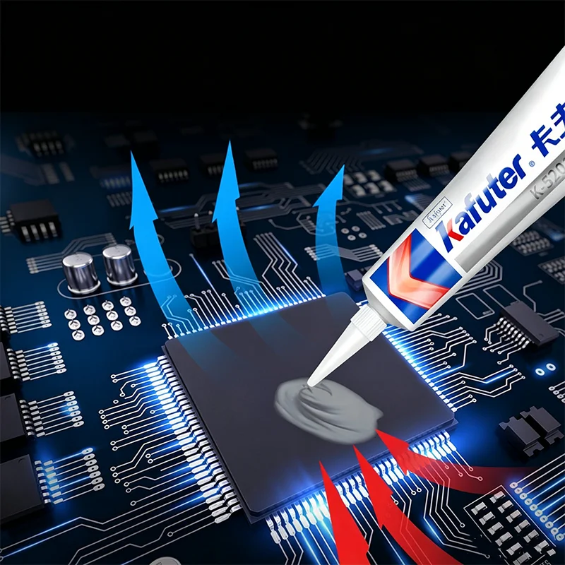 Фото Термопроводящая силиконовая термопаста KAFUTER K-5203 K-5204 K-5205 K-5207, высокотемпературная, для электроники №4