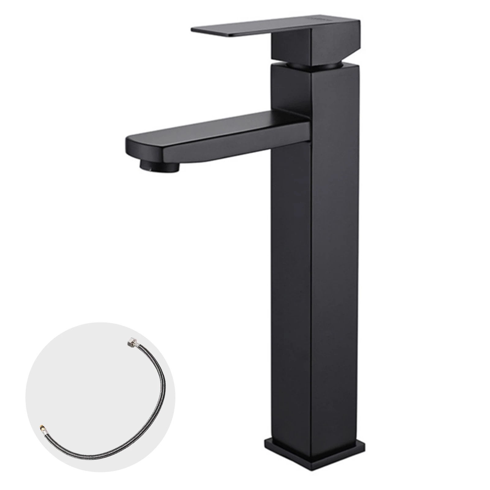 

Single Handle Splashproof Bathroom Sink Hose Basin Faucet Solid Stainless Steel Hotel Easy Install Modern Home Durable Universal
