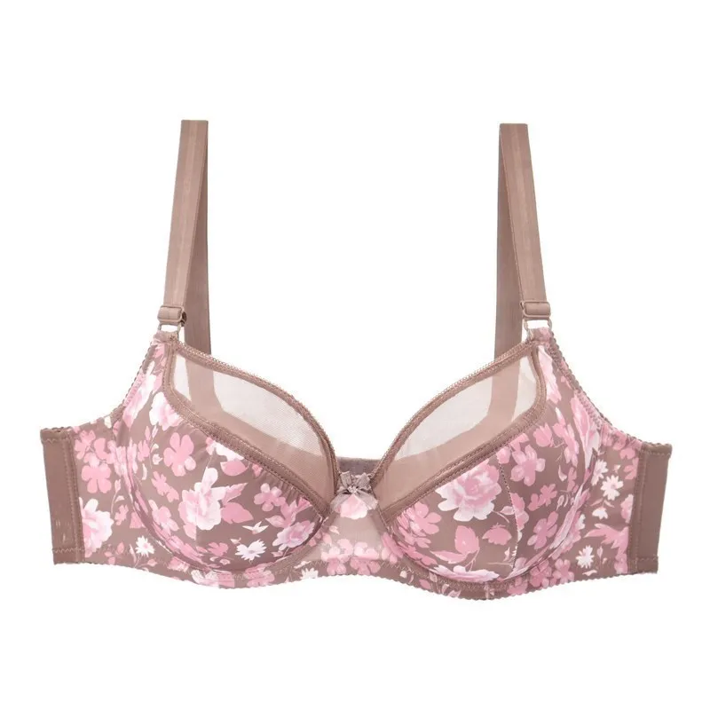 

Lace Embroidery Bras for Women Large Size Transparent Unlined Bralette Top Sexy Lingerie Push Up Underwire Brassiere Female Bra