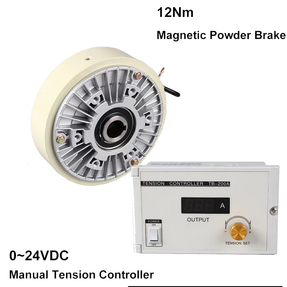 

12 нм полый вал магнитный порошковый тормоз 1,2 кг 24 В постоянного тока комплект контроллера размотки и ручного натяжения для печатной упаков...