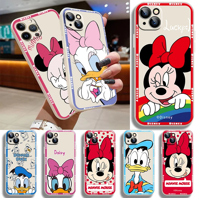 Disney Minnie Mickey Mouse For iPhone 13 12 11 14 Pro Max XSMax XR XS X 6s 7 8 Plus SE Mini Phone Cases White Soft Case Black