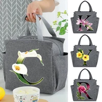 lunch bag cooler tote portable insulated box thermal cold food container school picnic flower color letter print travel lunchbox