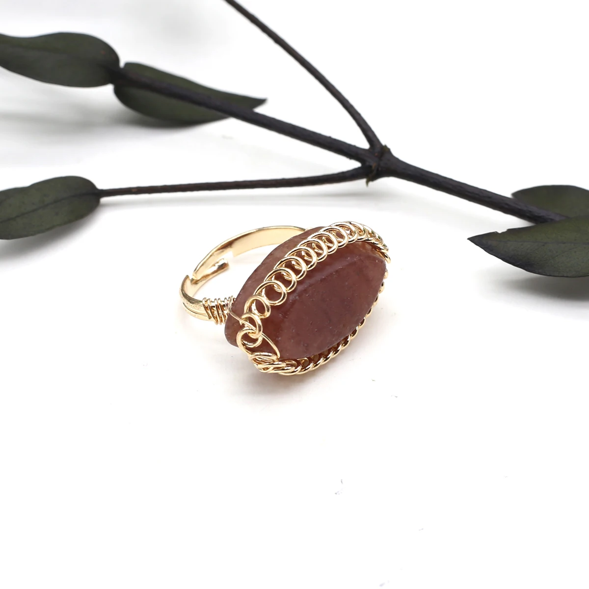 Изысканный натуральный полудрагоценный камень агат флюорит ретро-кольцо