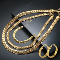 vintage jewelry sets braided thick chain snake bone popular necklace stainless steel bracelet for women men earrings choker gift