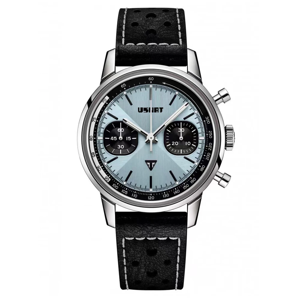 

Мужские кварцевые часы из нержавеющей стали с кожаным ремешком