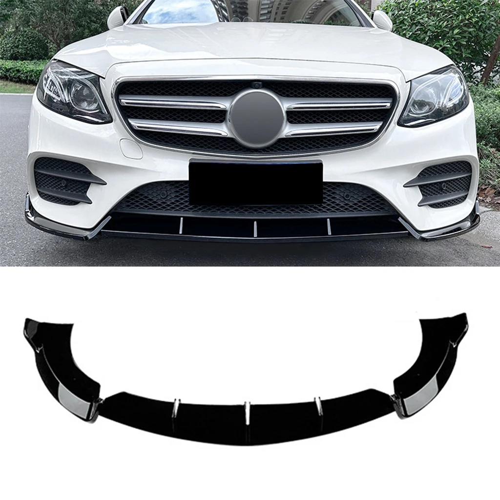 

Car Front Spoiler Bumper Lip For Mercedes-Benz E-Class W213 E260 E300 E43 AMG 2016-2020 Gloss Black Lower Blade Splitter