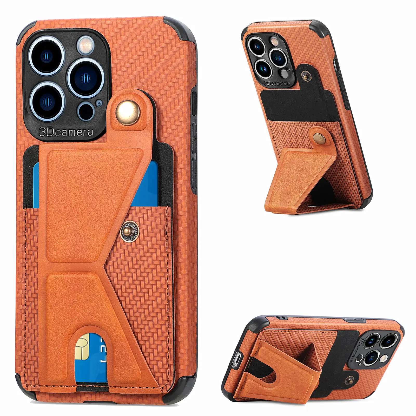 Carbon Fiber Leather Case For iPhone 14 pro max plus 14pro 13 12 11 Mini XS XR X 6 6s 7 8 Wallet Wristlet Card Holder Case