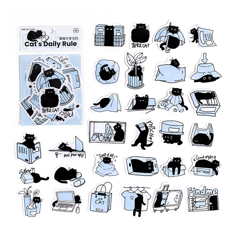 

Набор наклеек Kawaii черные кошки