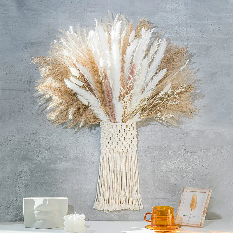 

92pcs Reed Wheat Ears Rabbit Tail Grass Pampas Natural Dried Flowers Bouquet Wedding Decoration Mariage Decor Home Accessories