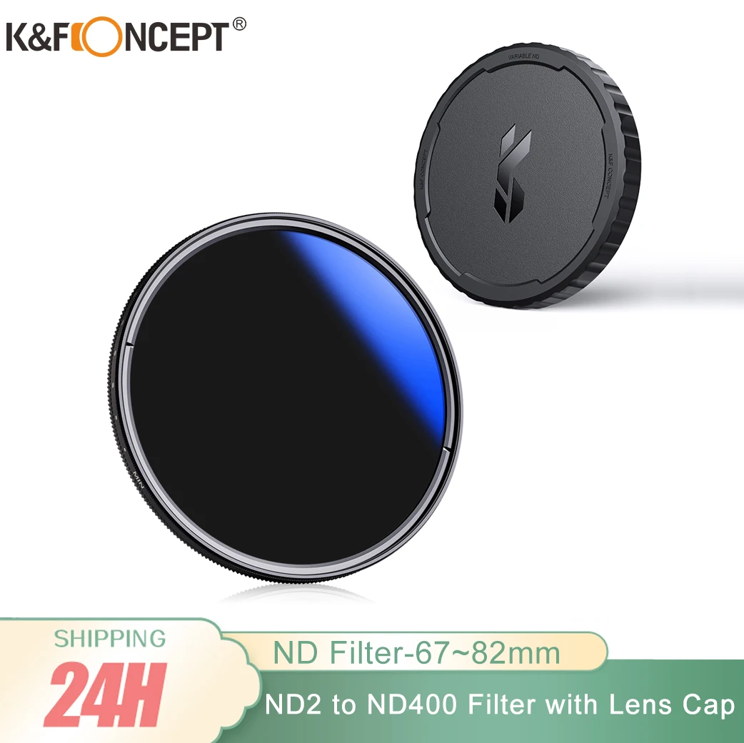 

K & F Concept ND фильтр для объектива камеры от ND2 до ND400 Тонкий Фейдер регулируемая нейтральная плотность с крышкой объектива 67 мм 72 мм 77 мм 82 мм