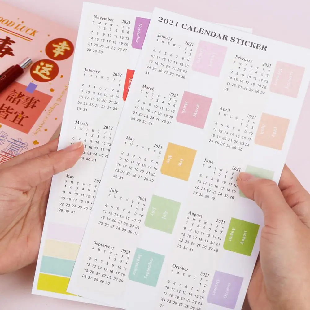 

Наклейка на календарь, 2 листа, 2022, наклейка для ежемесячного планировщика страниц, ярлык для учетной записи, наклейка, Канцтовары, Декор, не ...