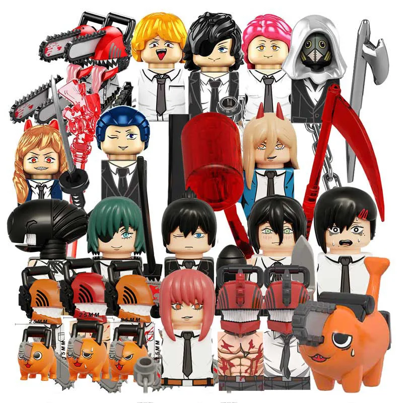 

KF6180 Chainsaw Man Anime Denji Pochita Power Electric Times Beam Tolka Angel Building Blocks Mini-Figures Kids Toys KT1067