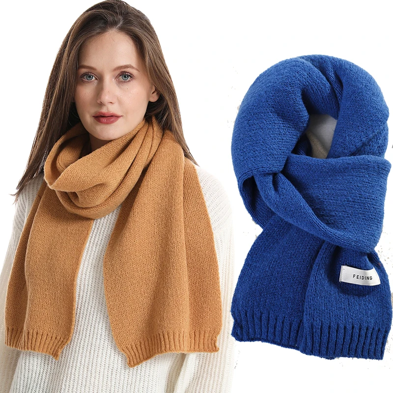 

Зима 2023, женский кашемировый вязаный шарф, модная мягкая однотонная теплая шаль, роскошные брендовые шарфы, элегантная женская универсальная бандана из пашмины
