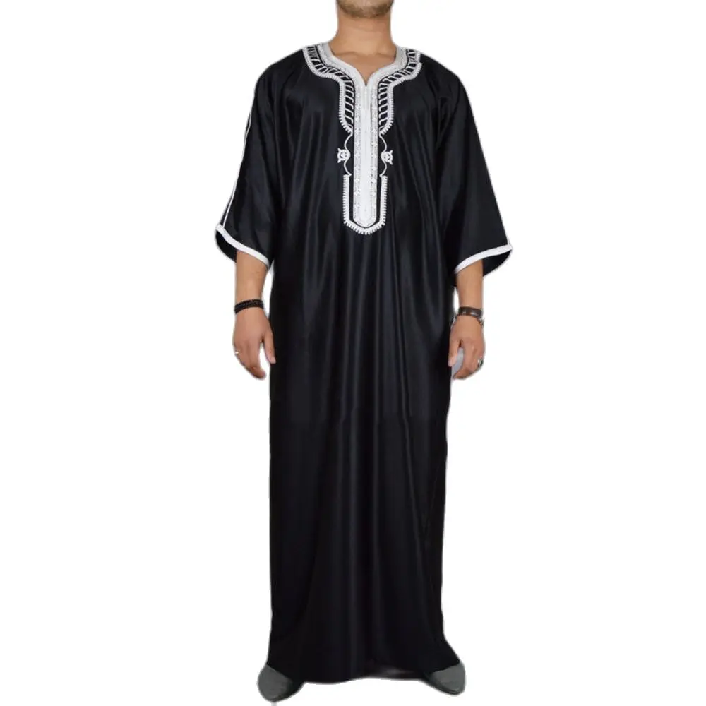 Islam Clothing For Men  Abaya Mid-length sleeves Jubba Thobe For Men Kaftan Pakistan Muslim Saudi Arabia Djellaba Prayer Robe