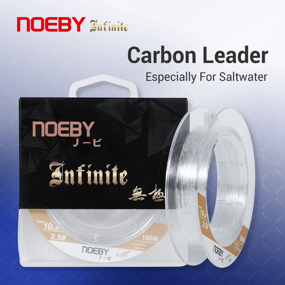 Noeby Carbon Leader Fishing Line 150m 50m 6lb-65lb 100% Monofilament Fiber Wire Fluorocarbon Line Saltwater Fishing Line Tackle