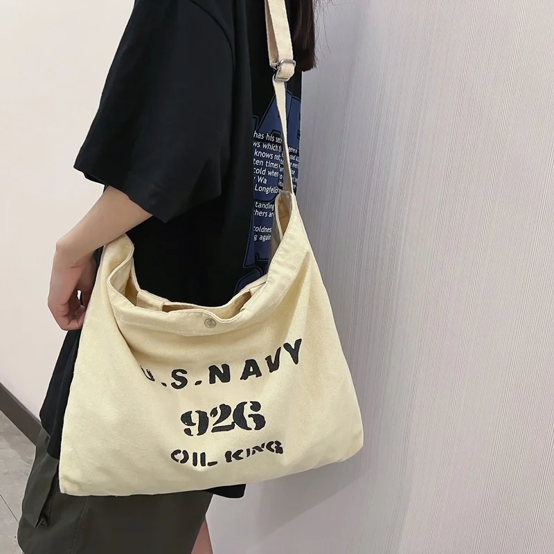 

2023 вместительная Холщовая Сумка на плечо для женщин, сумка-тоут, простые студенческие дизайнерские женские сумки через плечо, женские сумки