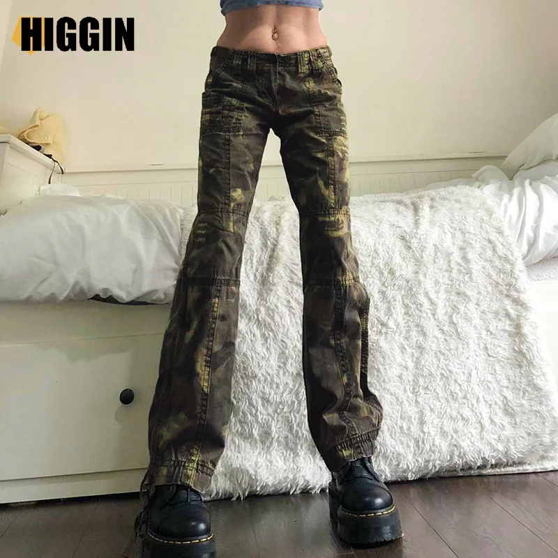 

New Camouflage Jeans Pants Women Hip-hop Slim Mid Waist Wide Leg Fashion Jeans Y2k Cargo Pant Girl Denim Trousers Spring Summer
