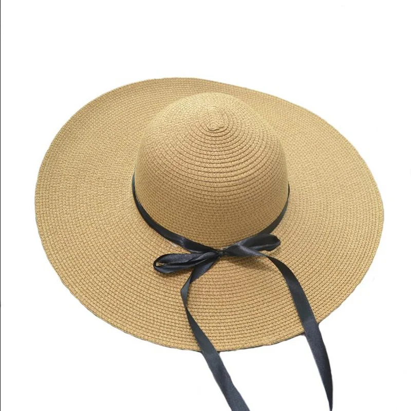 

Summer straw hat for women big wide brim beach hat sun hat foldable sun block UV protection panama hat bone chapeu feminino