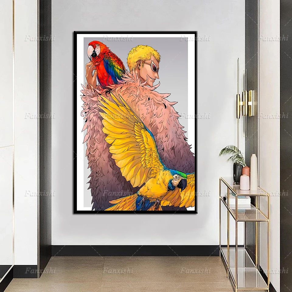 

Anime Character Parrot Picture Home Decor Print Wall Art Modular Poster Watercolor Canvas Painting Cuadros Living Room Framework