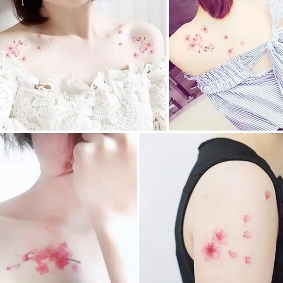 30 шт./лот Вишневый цветок тату-наклейка серия Ins красочное лицо рука до ключиц