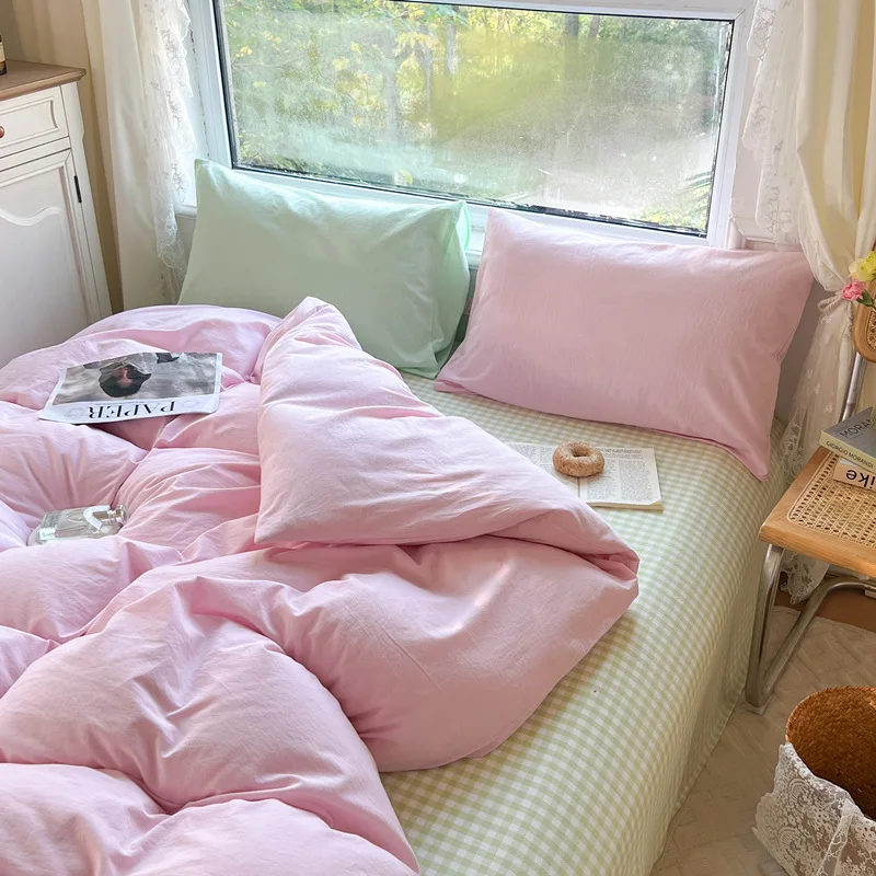 

4pcs Bedding Set Bedrooms Sheet Duvet Cover Linens Bedspread Pillowcase Euro Nordic King Queen Twin Full Sizes Bed Comforter Set