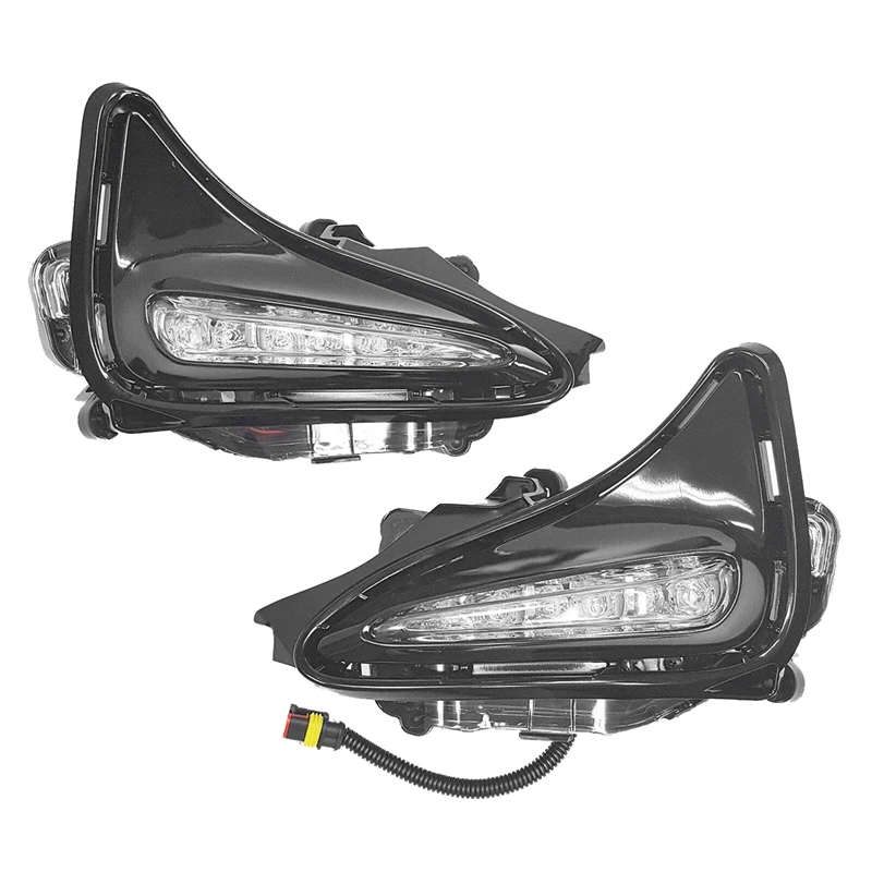 

2PCS LED DRL Fog Light Switch Bezel Daytime Running Lamps For 17-19 Toyota Corolla CE L LE XLE