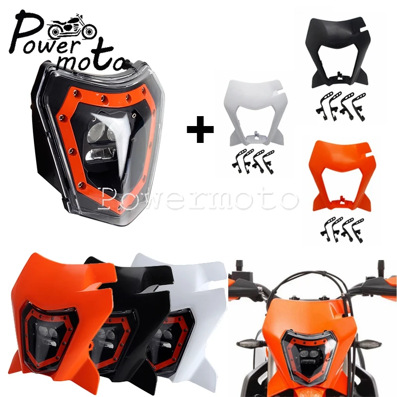 

For SX SX-F EXC XC-W XC XC-F XCF-W EXC-F Six Days Dual Sport Supermoto Headlamps Mask Guard Enduro Bike Motocross LED Headlights