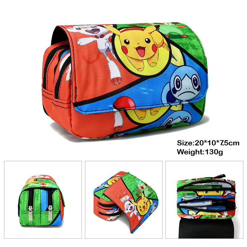 

Pokemon Pencill Case School Cartoon Pikachu Black Pen Bag School Supplies Stationery Schoolbag Birthday Party Gifts for Boys