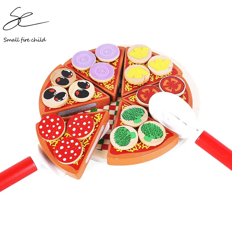 

NEW Baby Wooden Toys Real life Wooden Pizza play cutting Pizza Food Kitchen Toys Kids toys Wooden fruit cooking Toy for children