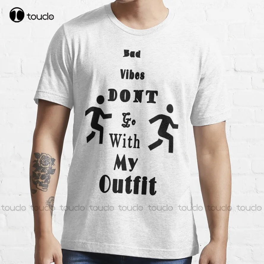 

Модная футболка с надписью Bad Vibes Dont Go с моим нарядом, черная футболка, модные креативные Забавные футболки для отдыха, модная летняя футболк...