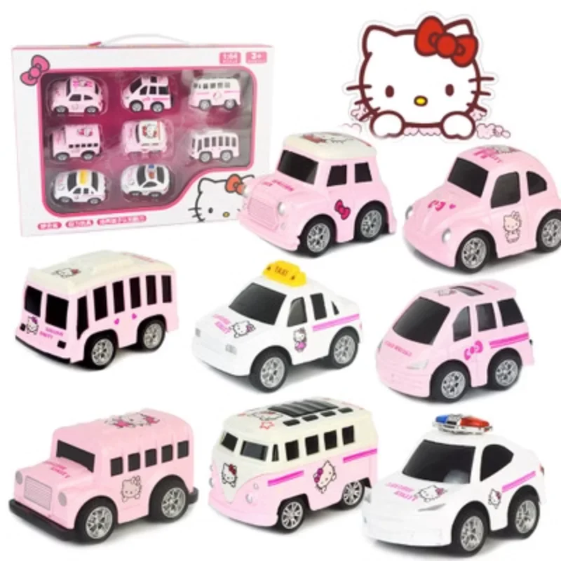 

Sanrioed Hello Kitty игрушки маленький автомобиль мультфильм аниме Дораэмон сплав мини-возврат модель автомобиля набор Подарочная коробка Детские подарки на день рождения