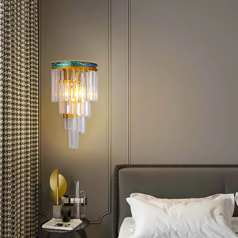 

Green Shell Taper LED Dimmable Wall Lamps Luxury Indoor Wall Lights Bedside Interior Remote Control Nightlights Free Shipping
