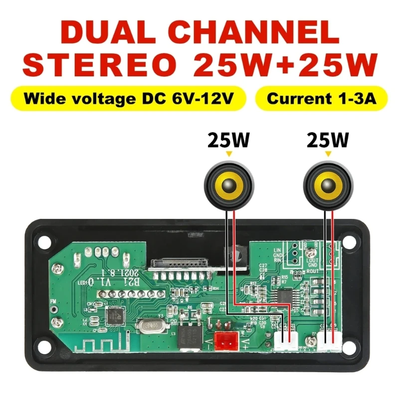 Усилитель 2x25 Вт беспроводной USB-модуль декодирования поддержка USB TF-карты AUX