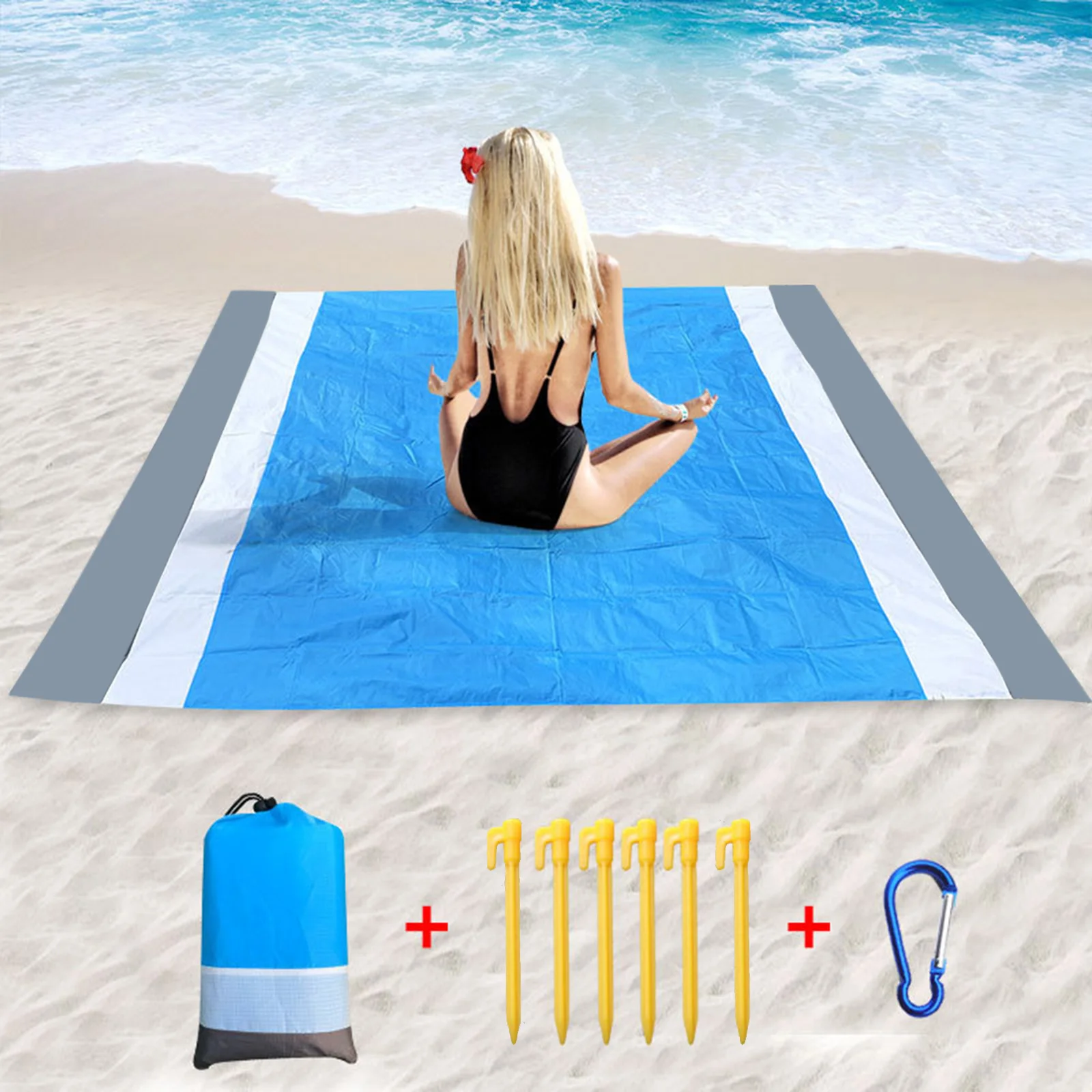 

Portable Beach Pocket Blanket Large Sandproof Waterproof Picnic Mat for Outdoor Camping Hiking Music Festivals