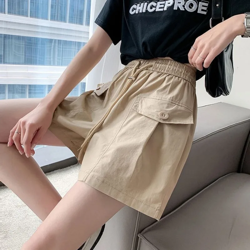 Шорты-карго женские с карманами широкие штаны уличная одежда розовые