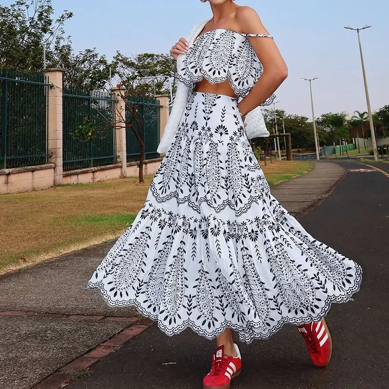 Летние комплекты с юбкой без рукавов 2024 женские стильные короткие майки на